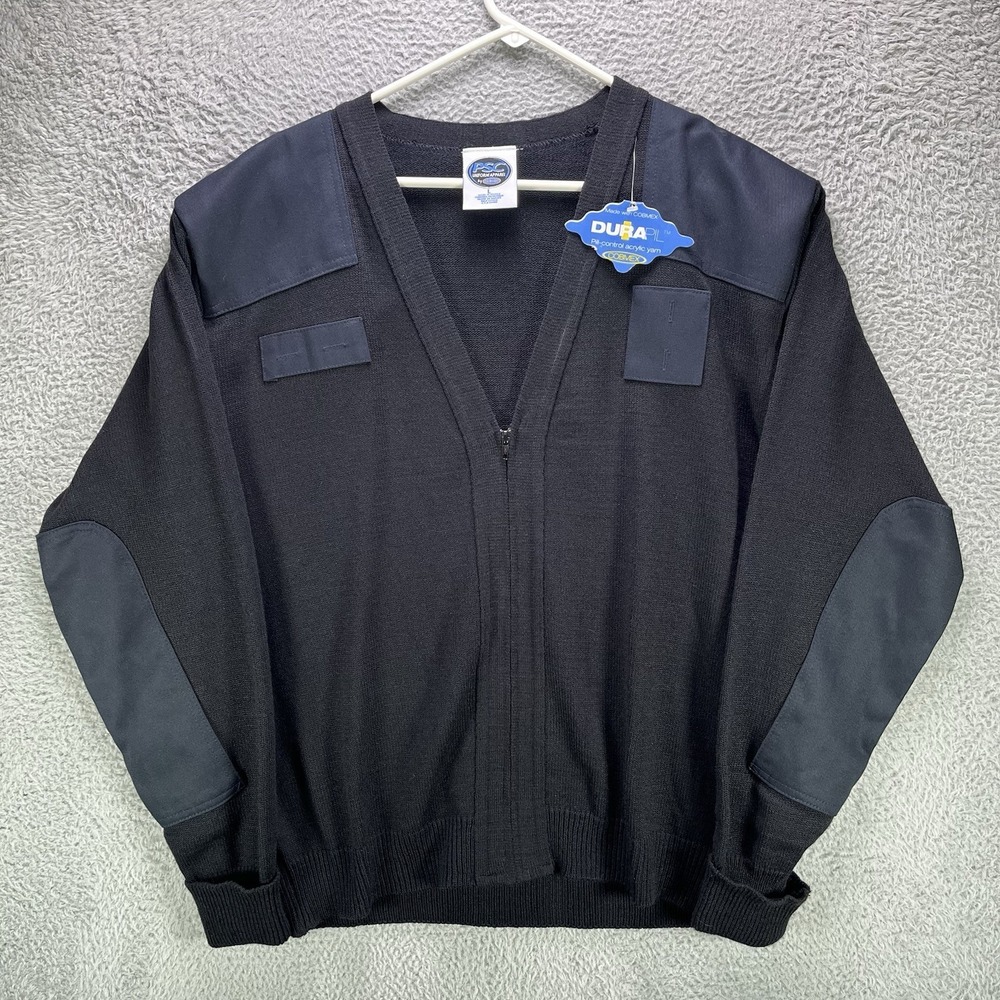 PSC Uniform Commando Cardigan Sweater Mens Large Blue Zip Cobmex Security NWT